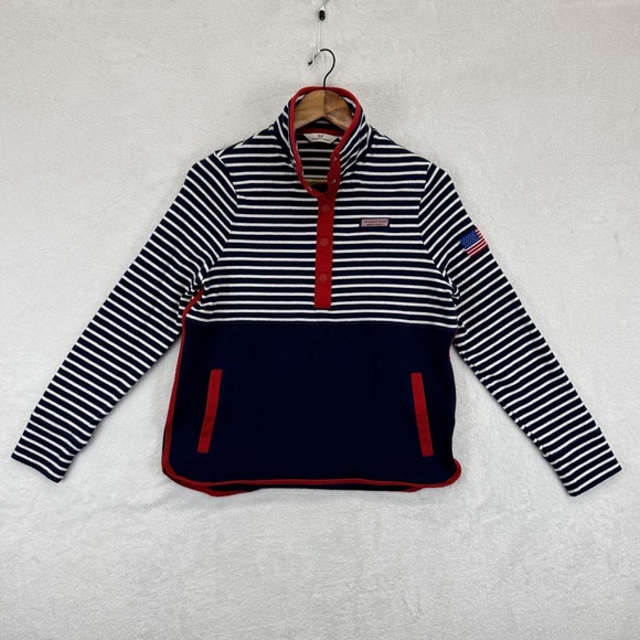 Vineyard Vines Other - Vineyard Vines Sweatshirt Mens Medium Navy White Shep Shirt‎ Stripe Flag Patch